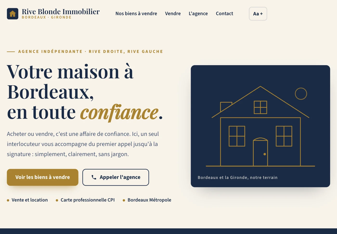 Website-Entwurf für ein Immobilienbüro mit erfundenem Namen