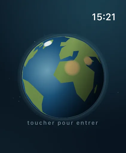VIGIE-App auf der Apple Watch Ultra: Erde auf dem Ruhebildschirm